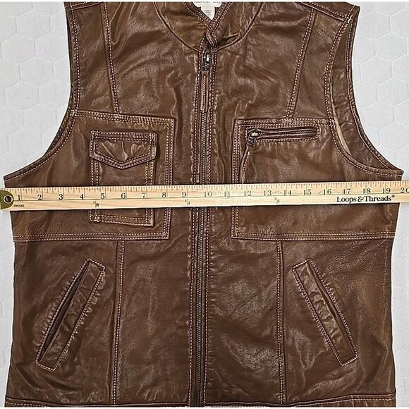 Coldwater Creek Womens Soft Leather Chocolate Brown Moto Vest Sz M Western Boho - Picture 5 of 8
